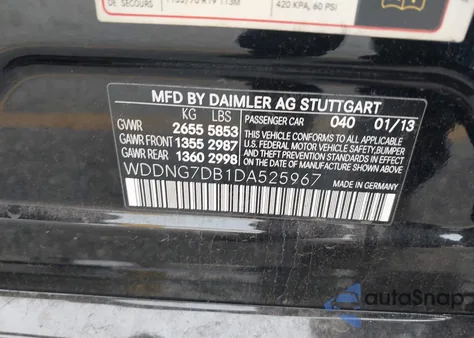 2013 Mercedes-Benz S 550 from USA, damaged, VIN WDDNG7DB1DA525967